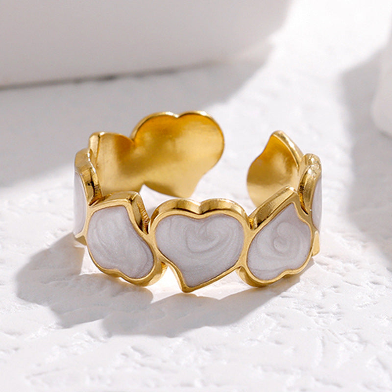 Gold Heart Enamel Ring
