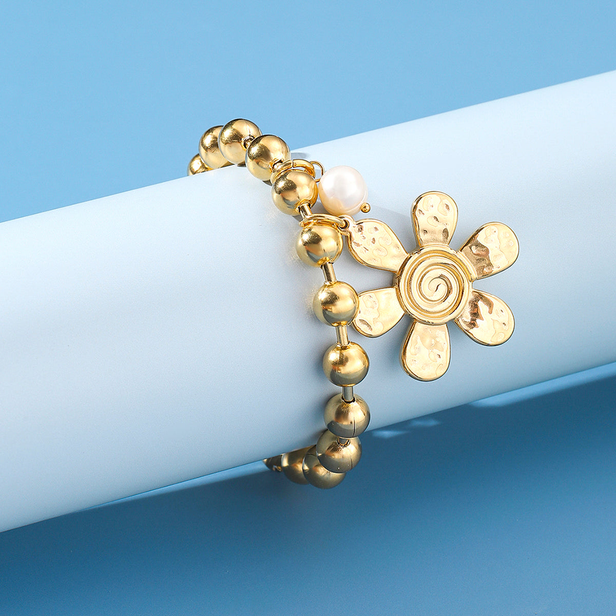 Gold Flower Charm Bracelet