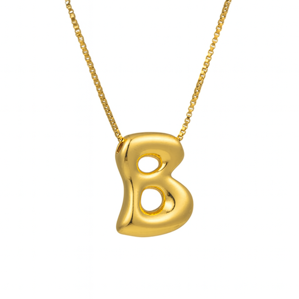 Gold Bubble Letter Necklace - Customizable