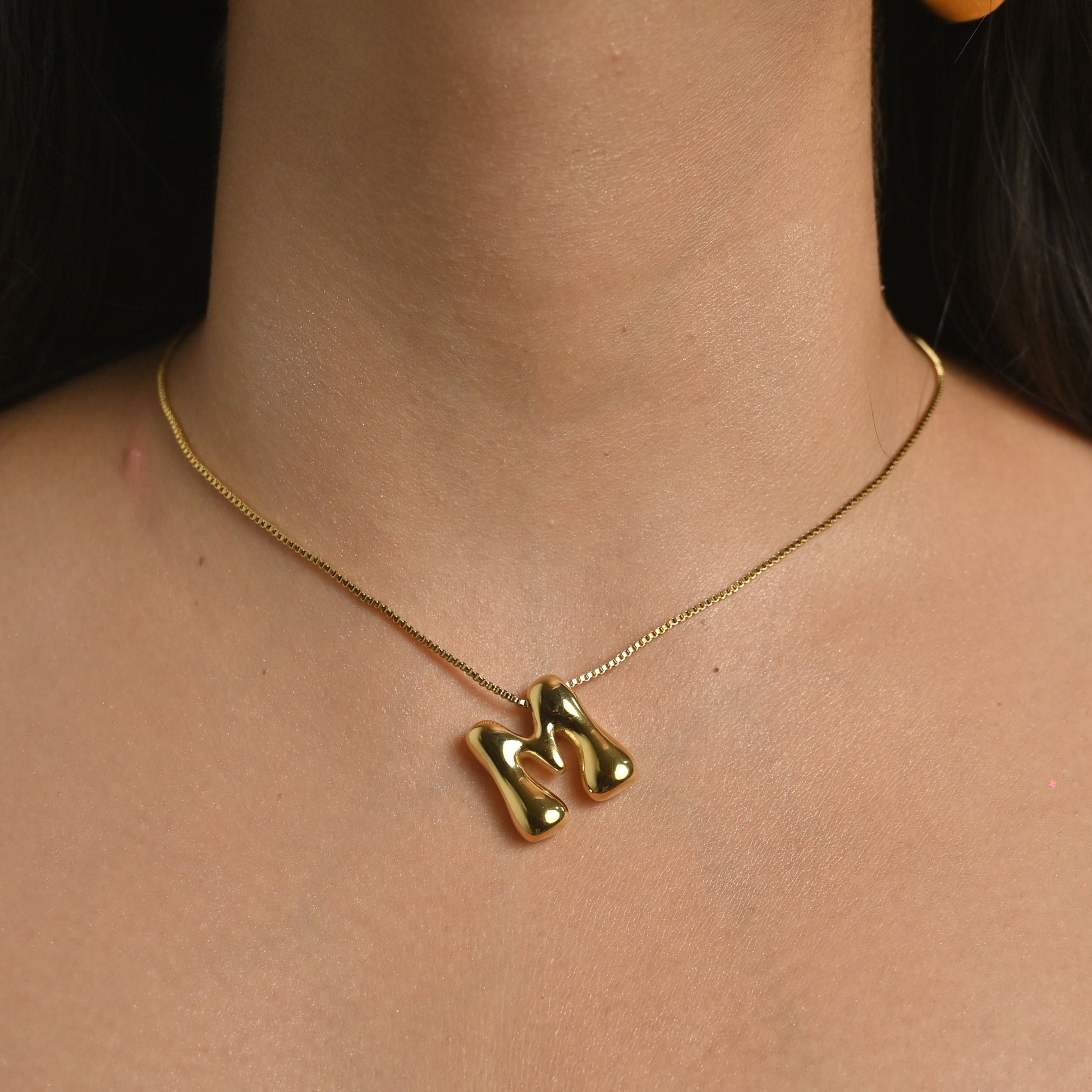 Gold Bubble Letter Necklace - Customizable