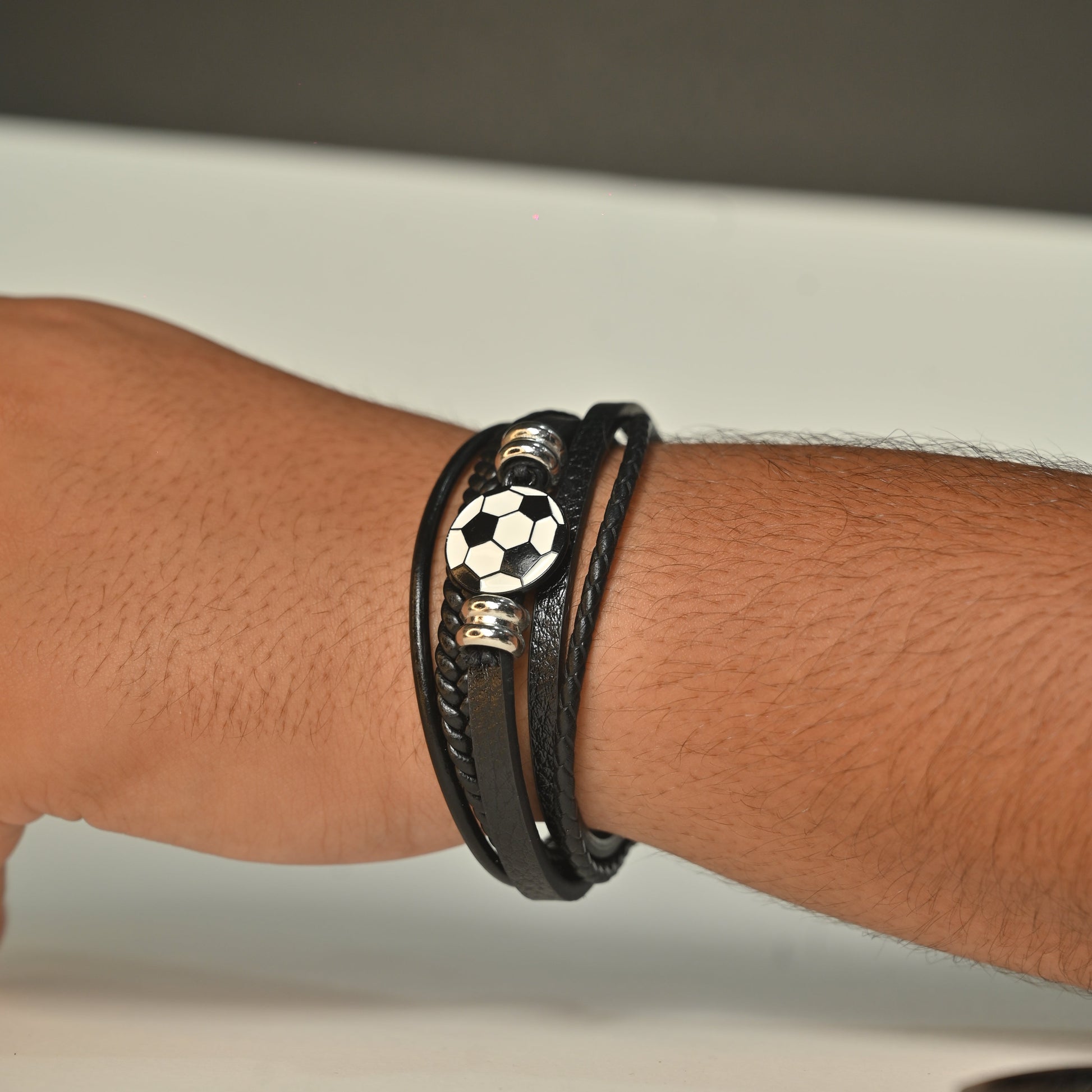 Soccer Leather Braided Bracelet
