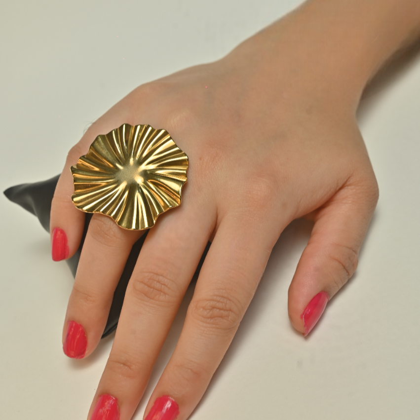 Gold Statement Flower Ring