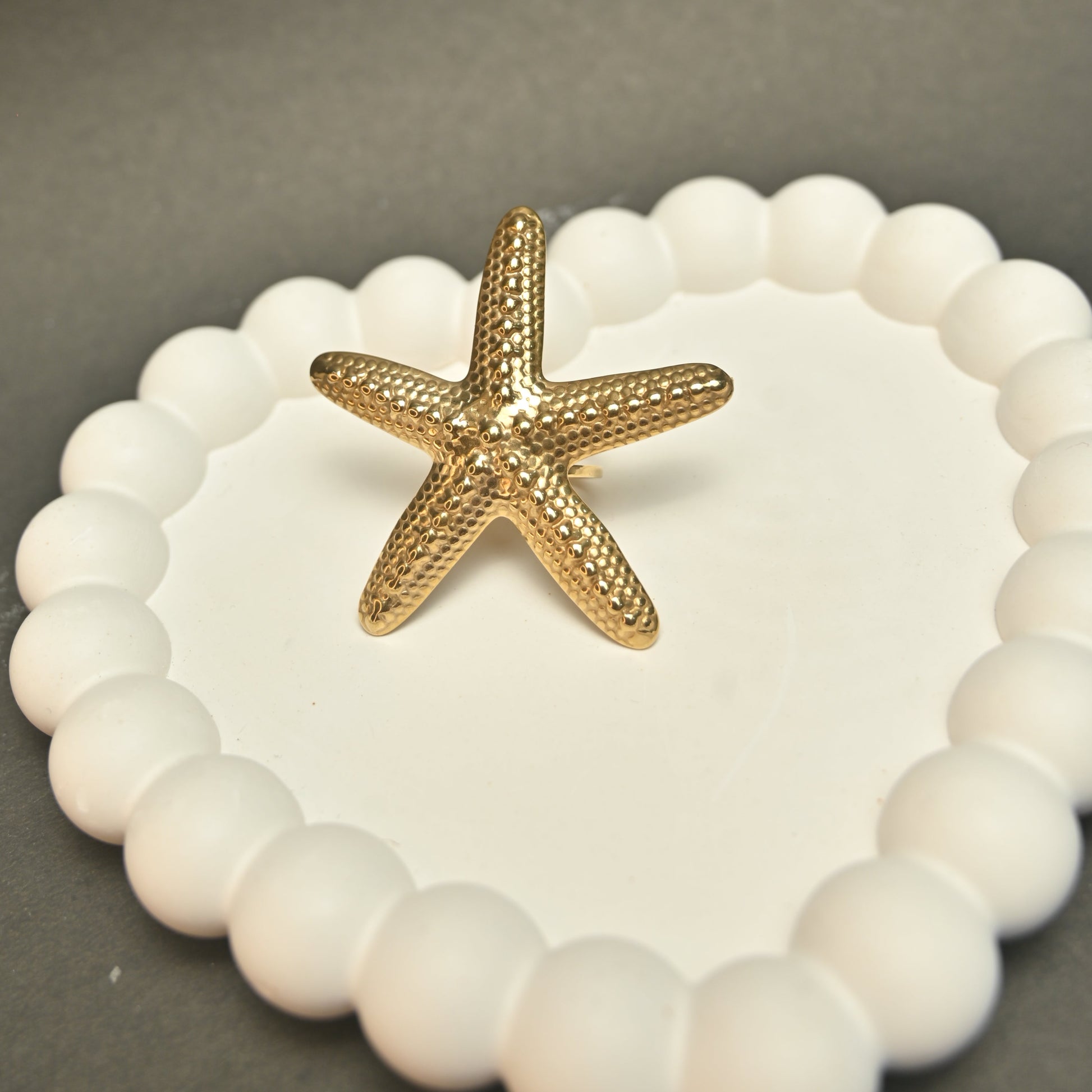 Vintage Starfish Floral Open Ring