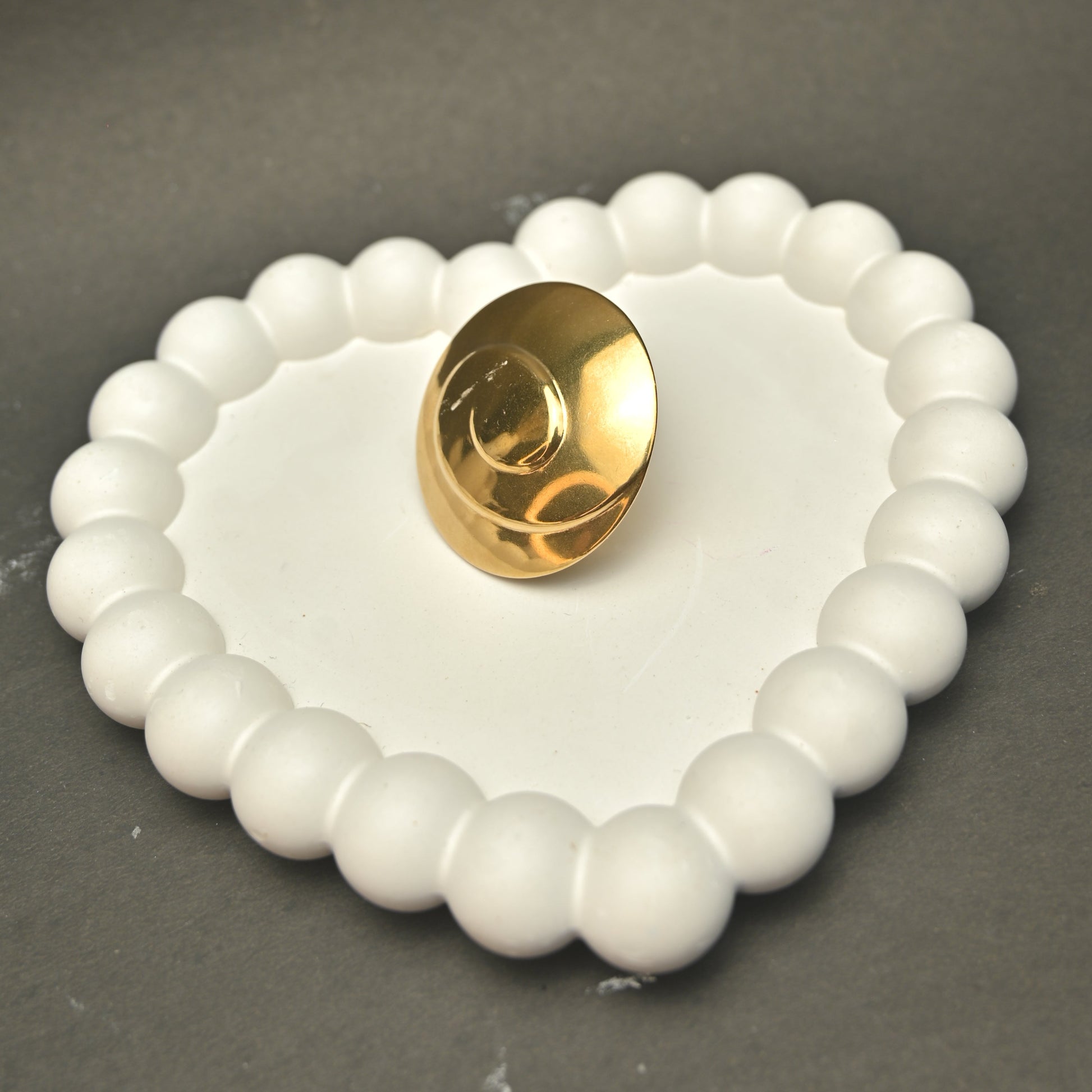 Golden Swirl Disc Statement Ring