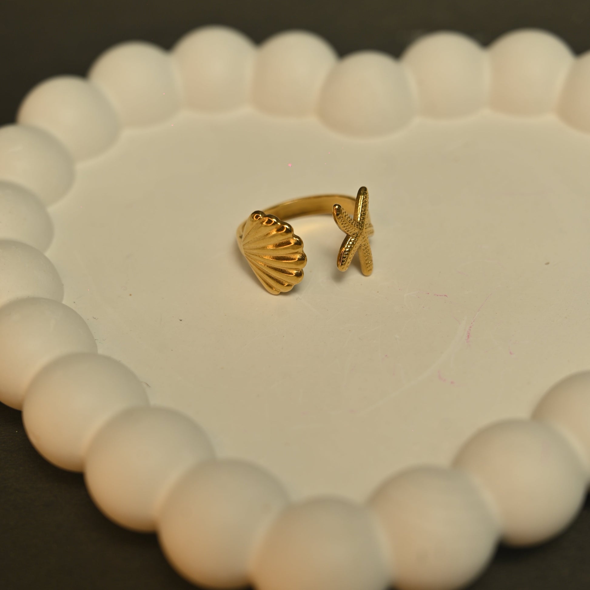 Modern Style Leaf Starfish Shell Ring