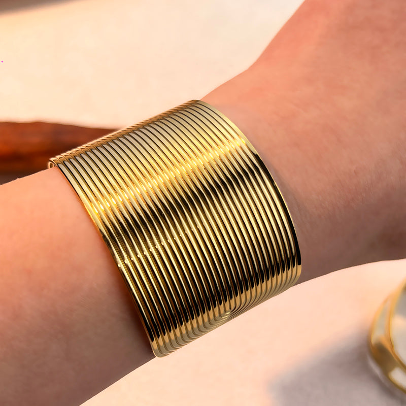 Modern Spiral Stripe Gold Cuff