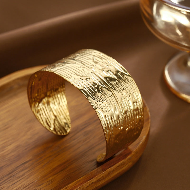 Textured Glam Gold Cuff Bracelet