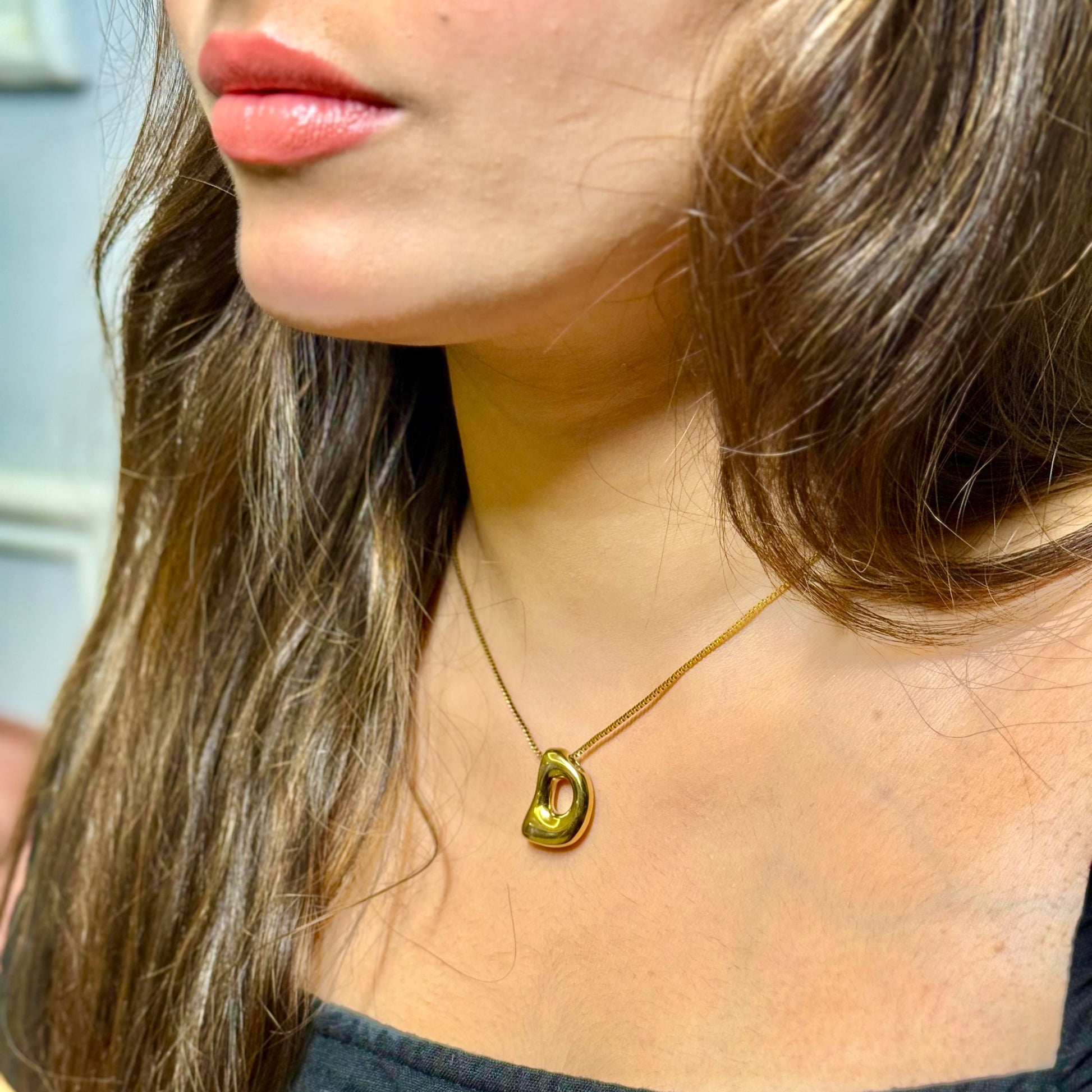 Gold Bubble Letter Necklace - Customizable