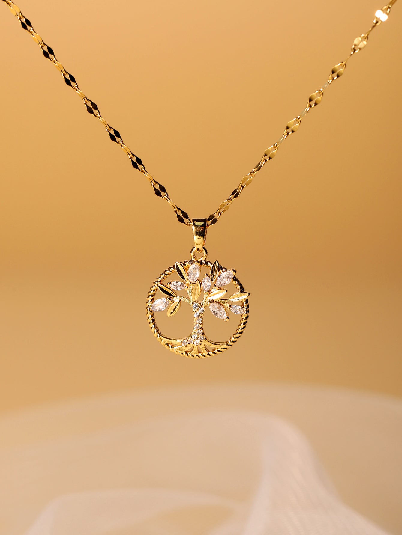 Elegant Tree of Life CZ Pendant Necklace