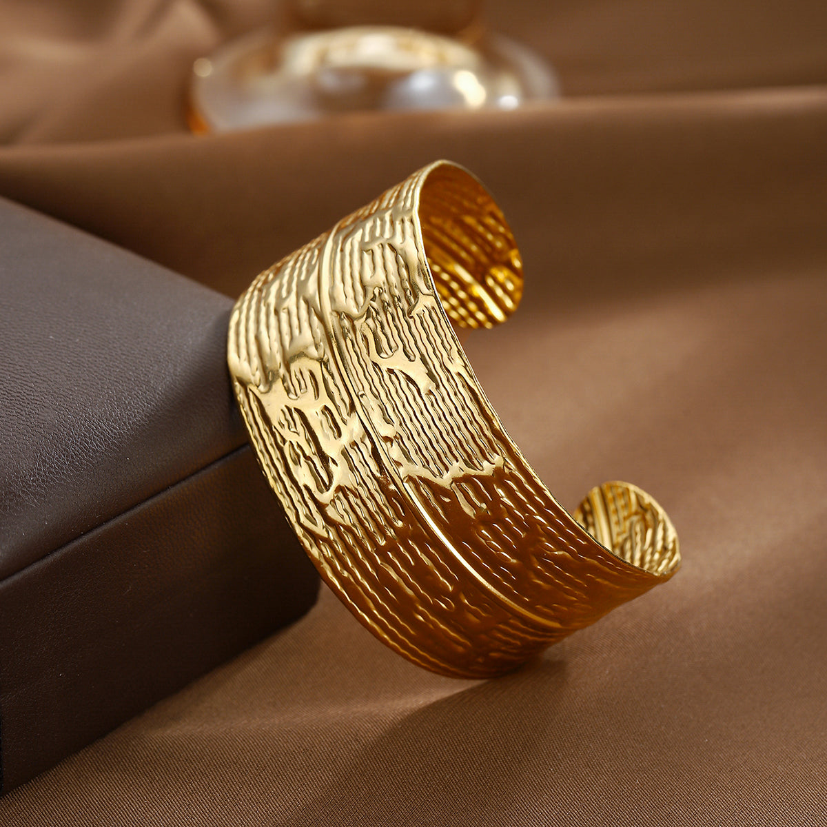 Textured Glam Gold Cuff Bracelet