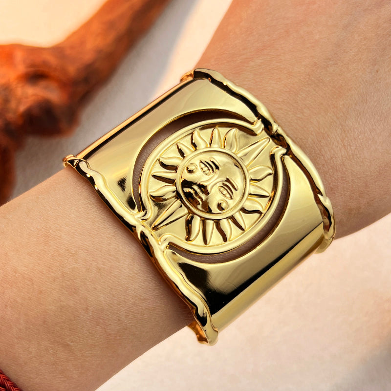 Radiant Sun Motif Cuff Bracelet