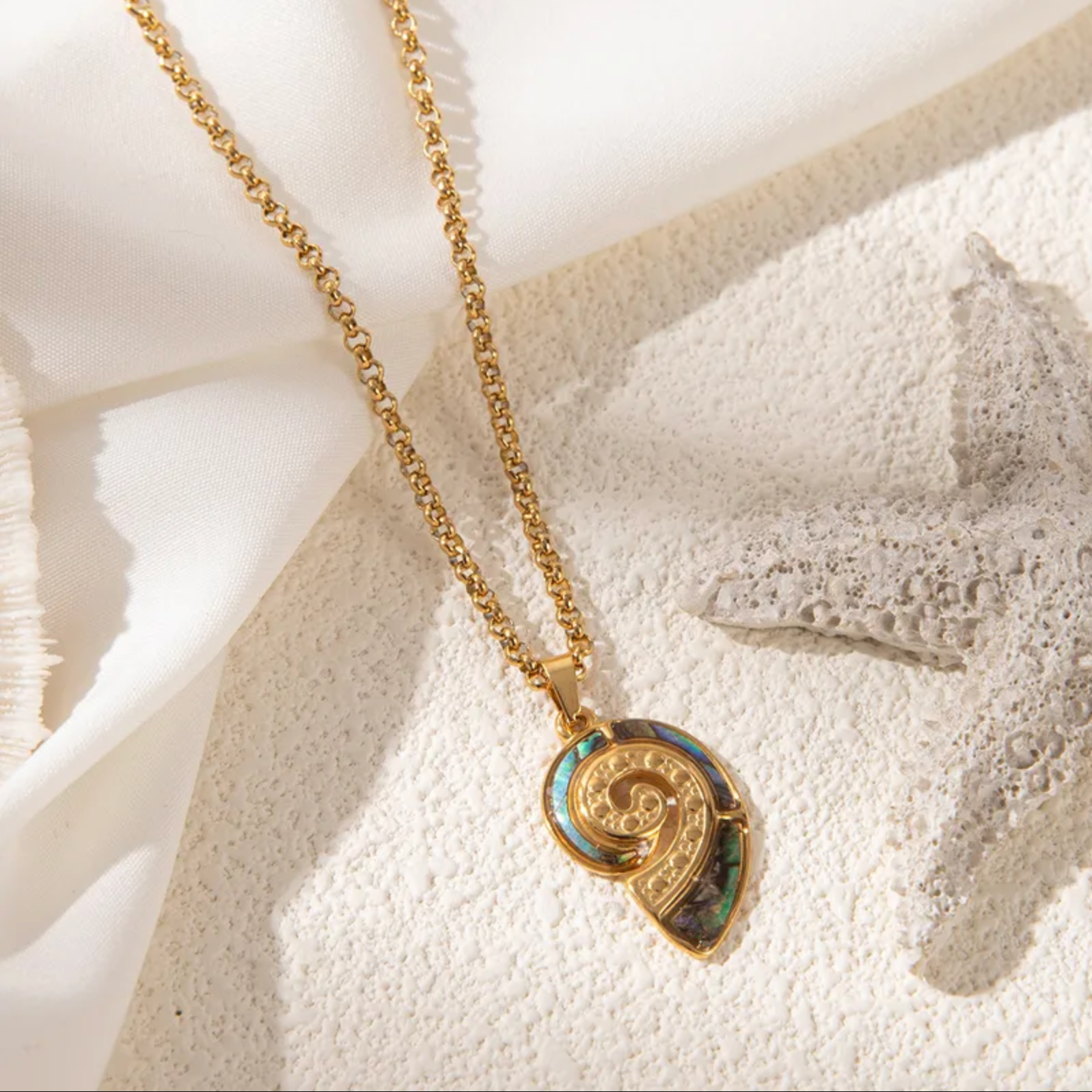 Nautilus Spiral Shell Pendant Necklace