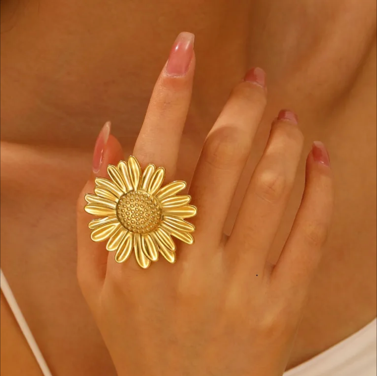 Gold Sunflower Statement Ring
