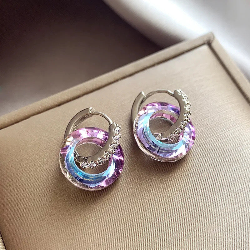Pastel Crystal Double Hoop Earrings