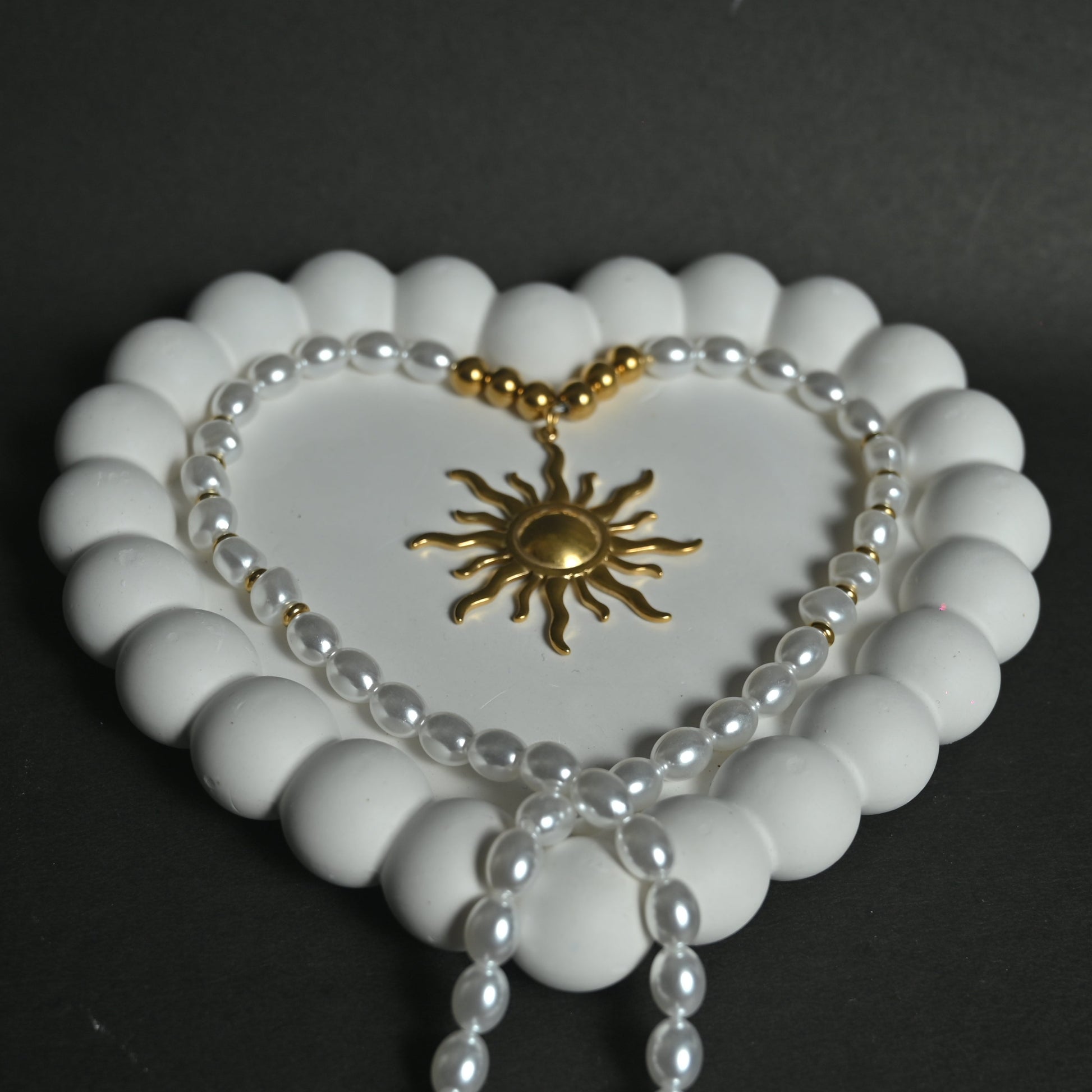 Golden Sun Pearl Beaded Necklace