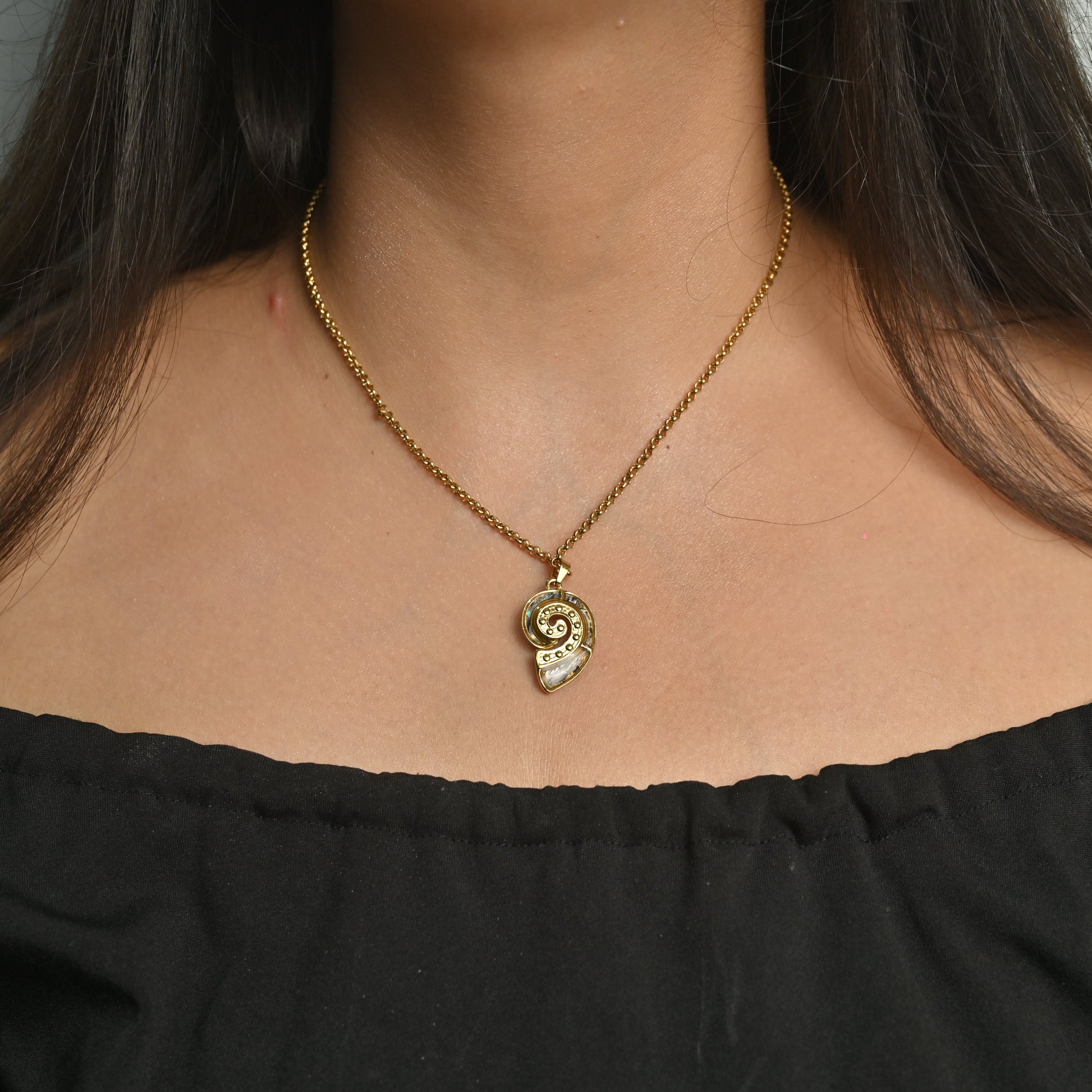 Nautilus Spiral Shell Pendant Necklace