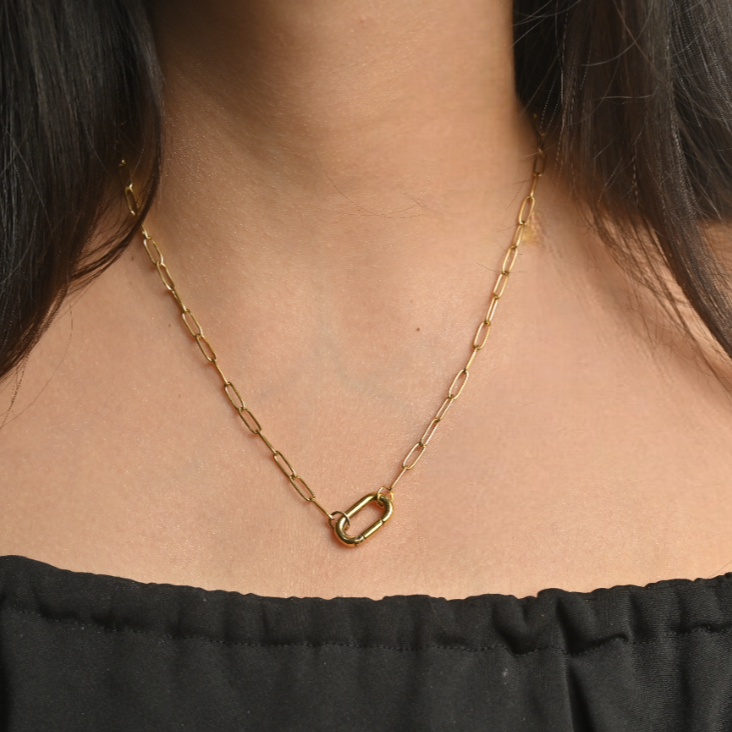 Gold Plated Rectangle Pendant Necklace