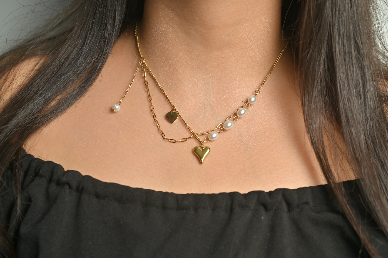 Vintage Heart & Butterfly Titanium Pendant