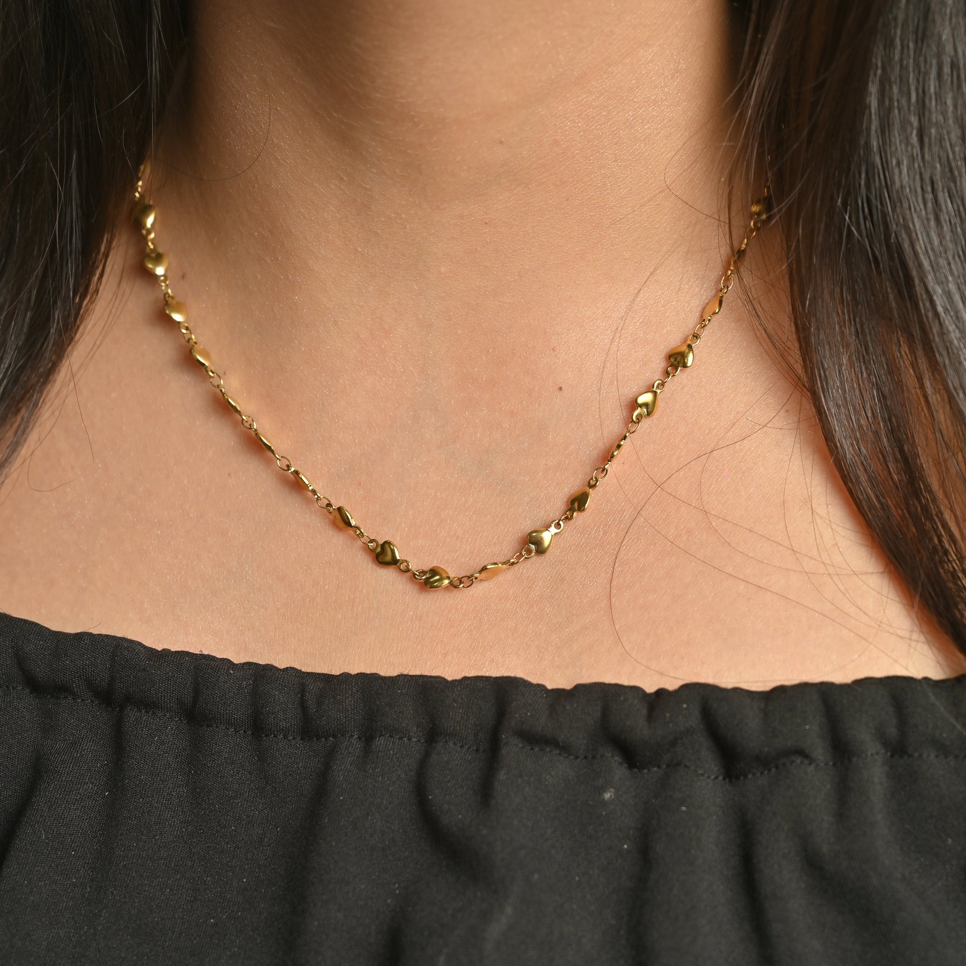 Gold Mini Heart Chain Necklace