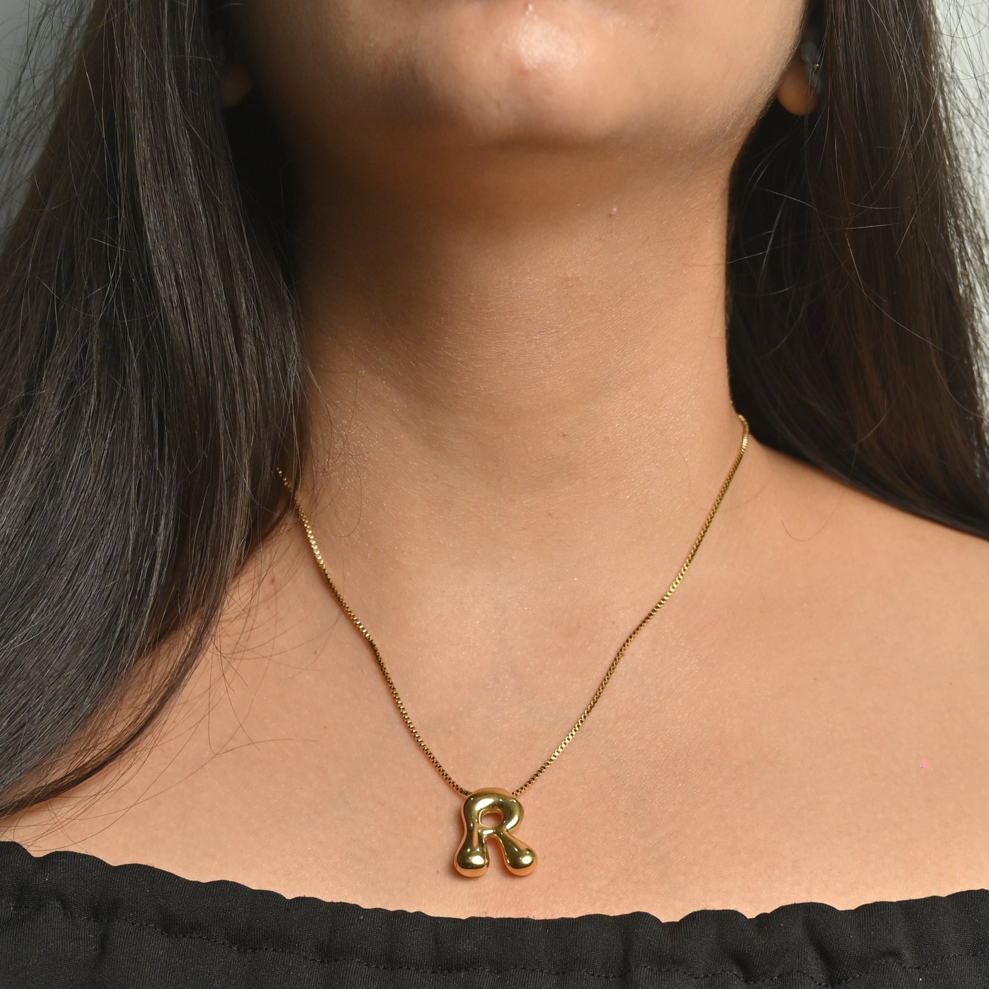 Gold Bubble Letter Necklace - Customizable