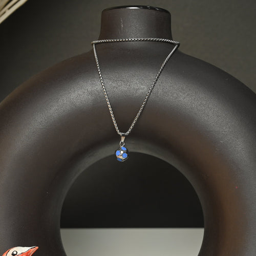 Blue and Silver Football Pendant Necklace