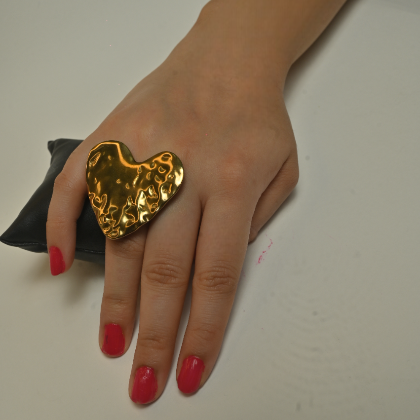 Gold Statement Heart Ring