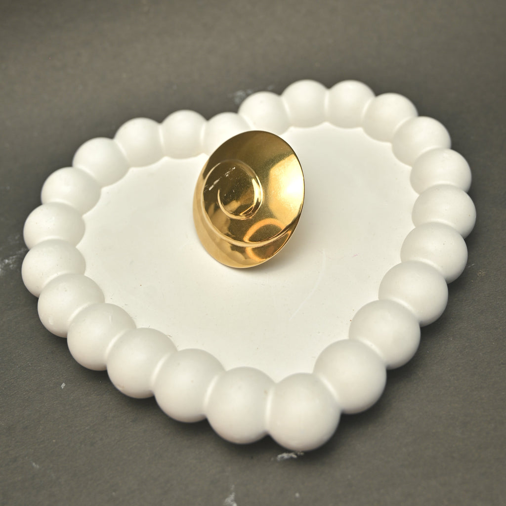 Golden Swirl Disc Statement Ring