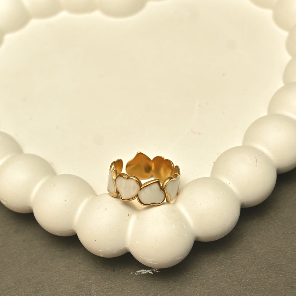 Gold Heart Enamel Ring