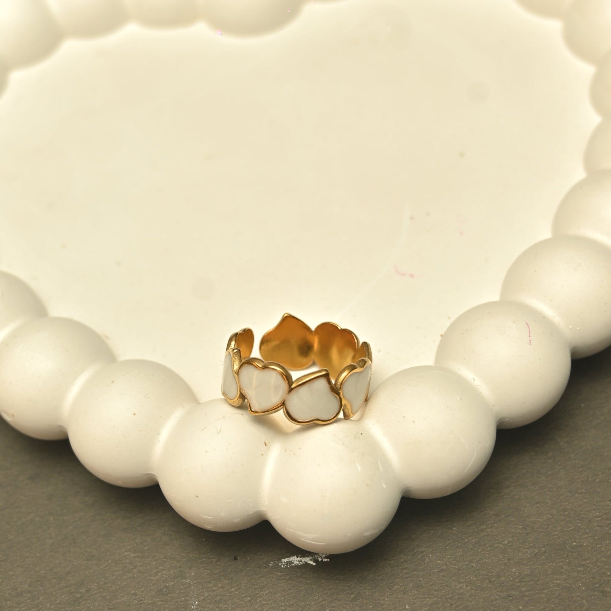 Gold Heart Enamel Ring