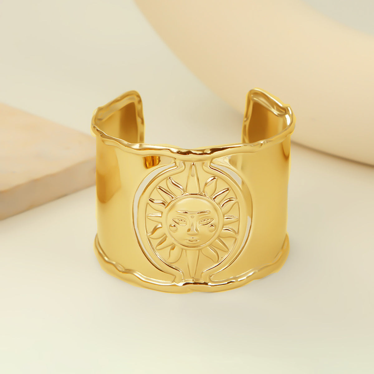 Radiant Sun Motif Cuff Bracelet