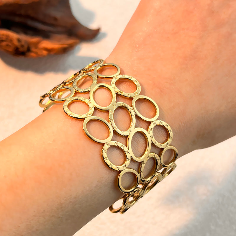 Elegant Geometric Link Gold Bracelet