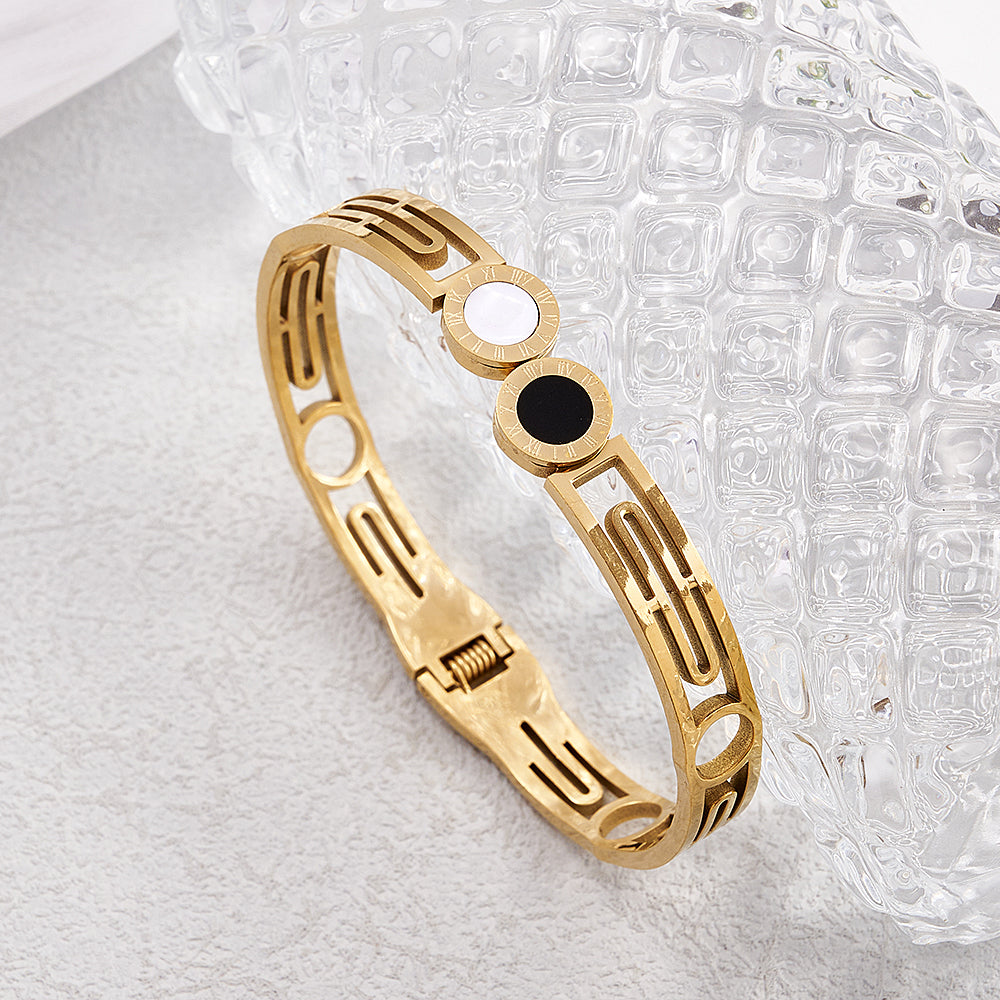 Dual Tone Classic Circle Bangle Bracelet