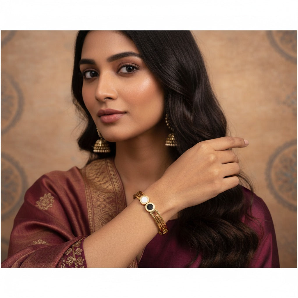 Dual Tone Classic Circle Bangle Bracelet