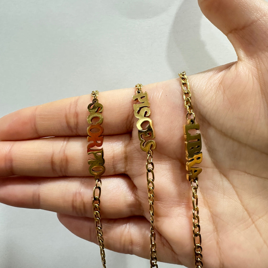 Gold Zodiac Name Pendant Necklaces