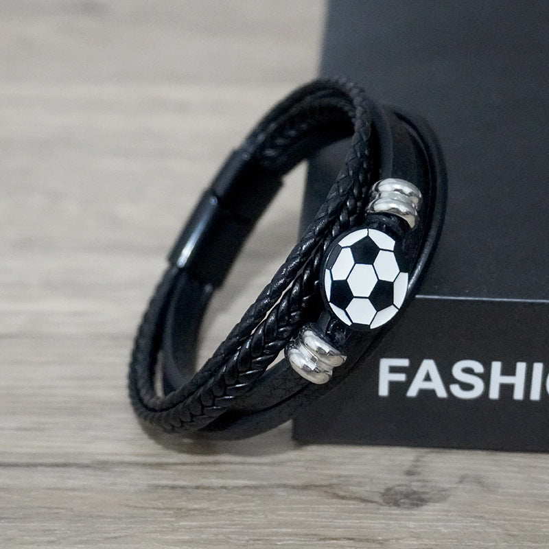 Soccer Leather Braided Bracelet