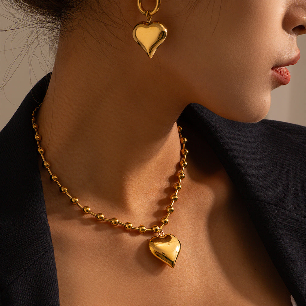 Golden Heart Elegance Combo - Pendant and bracelete