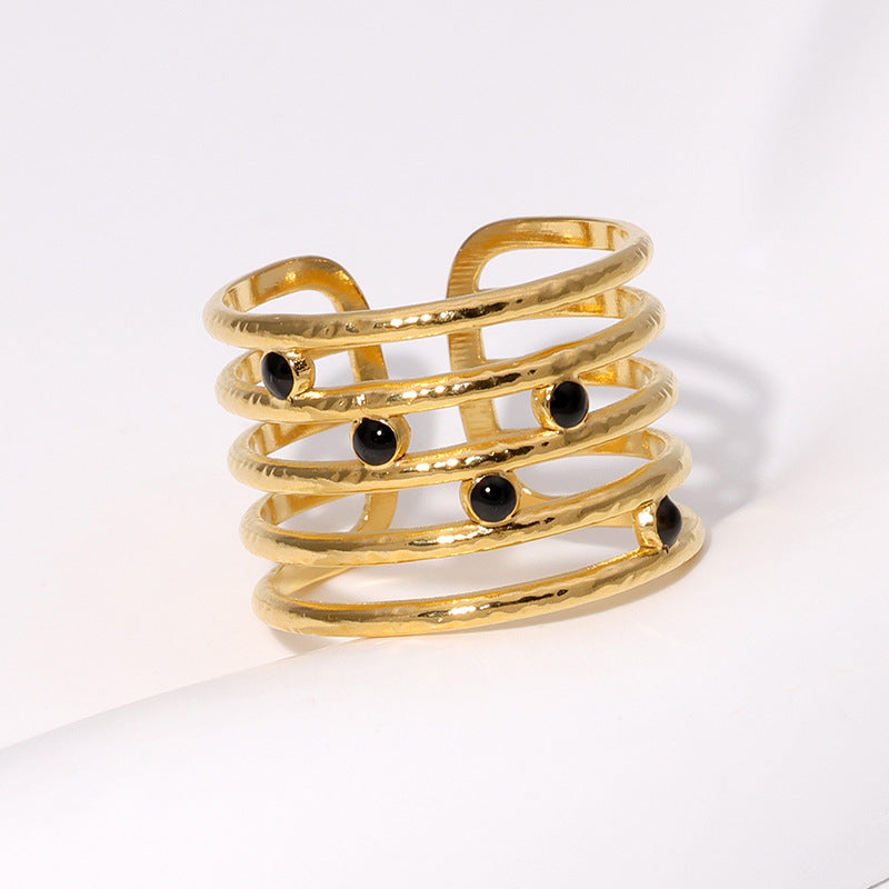 Orbit Noir Open Cuff Ring