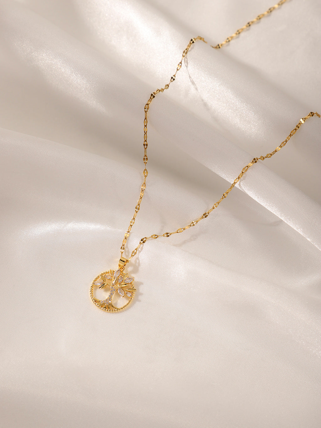 Elegant Tree of Life CZ Pendant Necklace