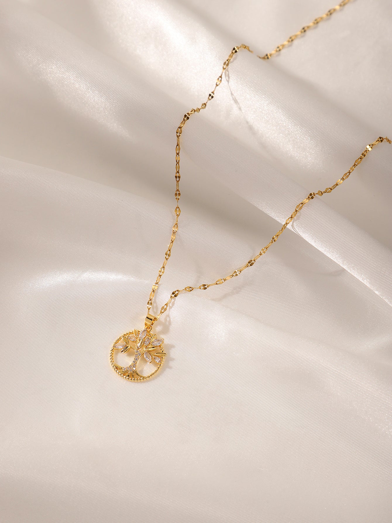 Elegant Tree of Life CZ Pendant Necklace