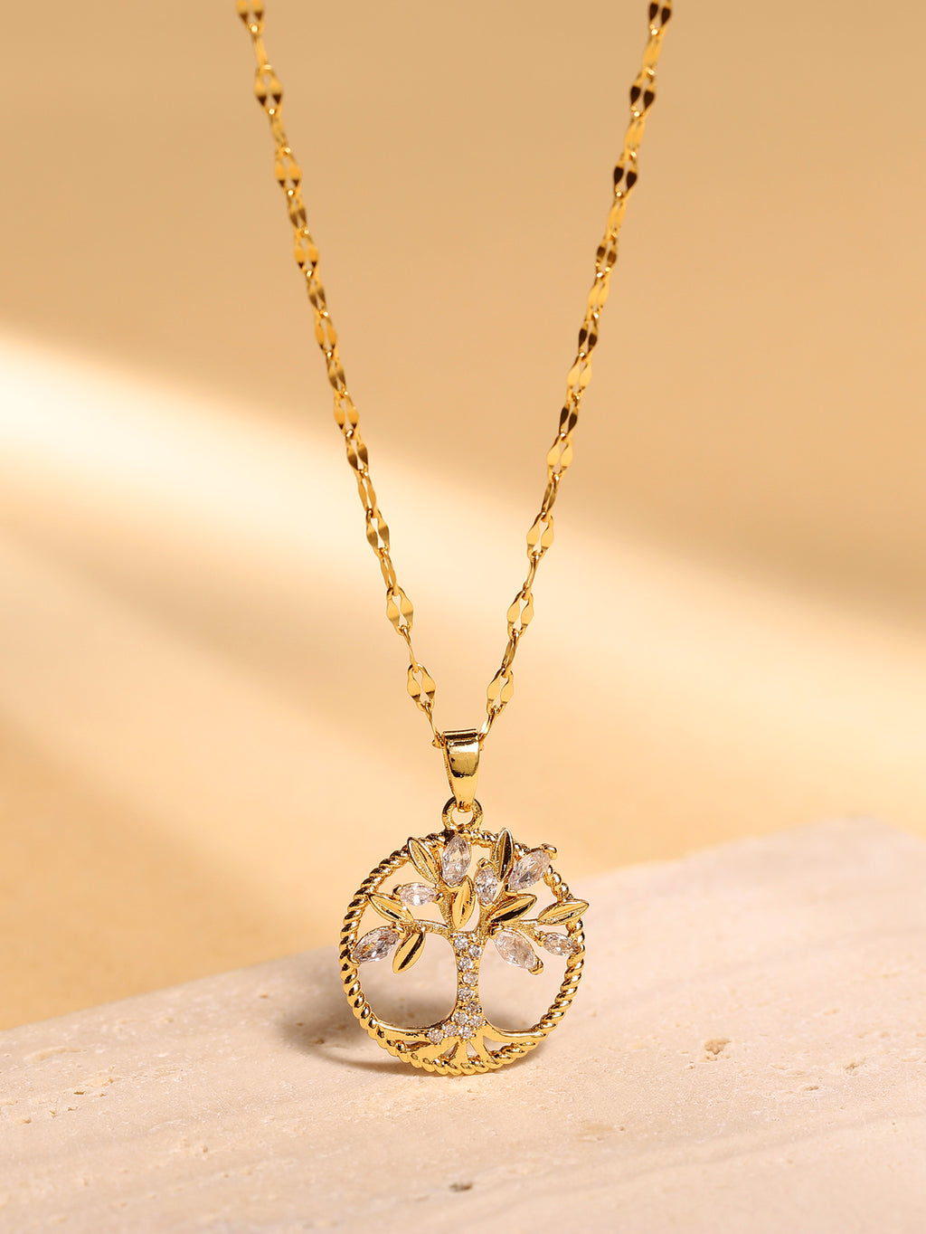 Elegant Tree of Life CZ Pendant Necklace