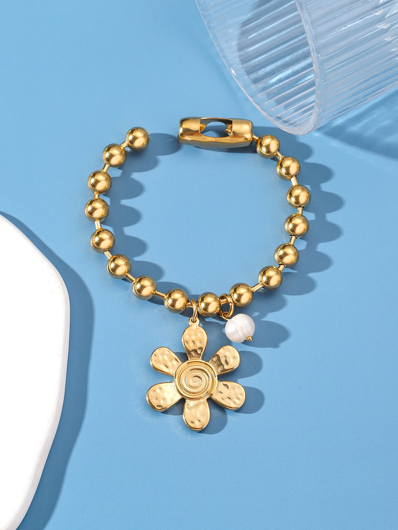 Gold Flower Charm Bracelet