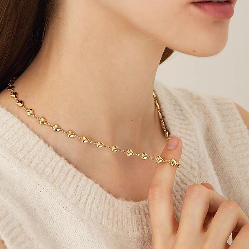 Gold Mini Heart Chain Necklace