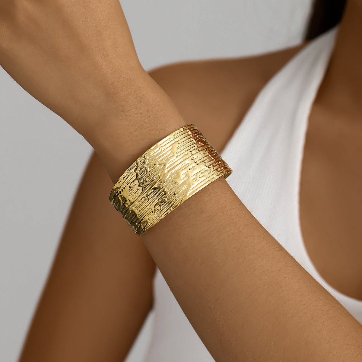 Textured Glam Gold Cuff Bracelet