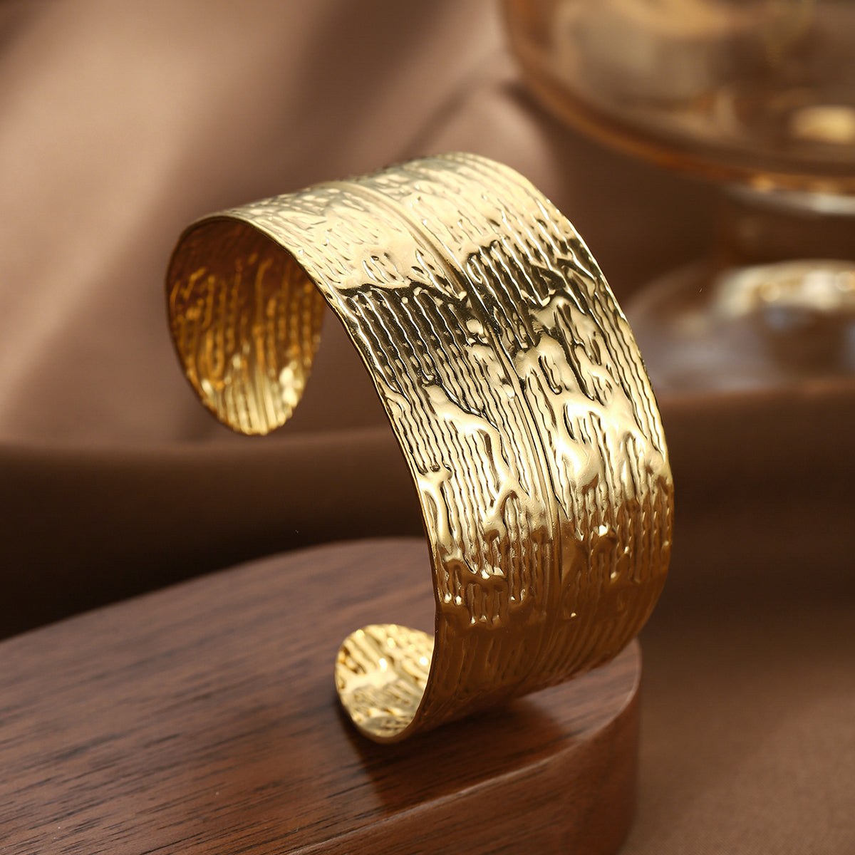 Textured Glam Gold Cuff Bracelet