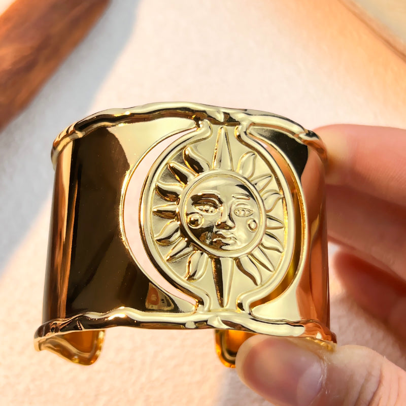 Radiant Sun Motif Cuff Bracelet