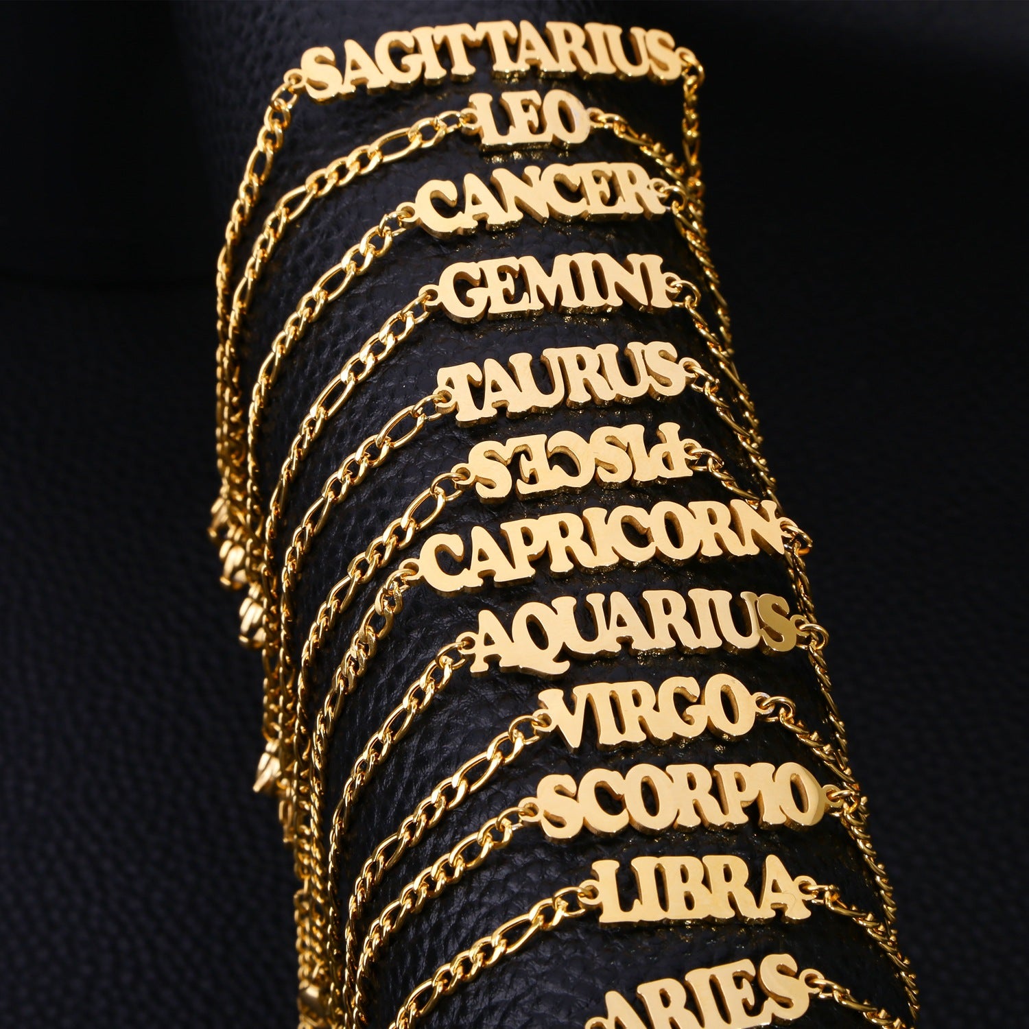 Gold Zodiac Name Pendant Necklaces