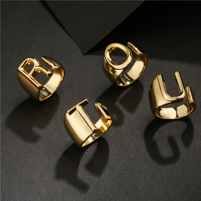 Bold Letter Adjustable Rings Set