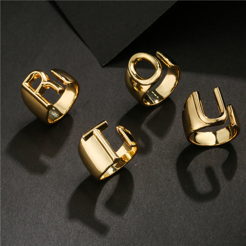 Bold Letter Adjustable Rings Set