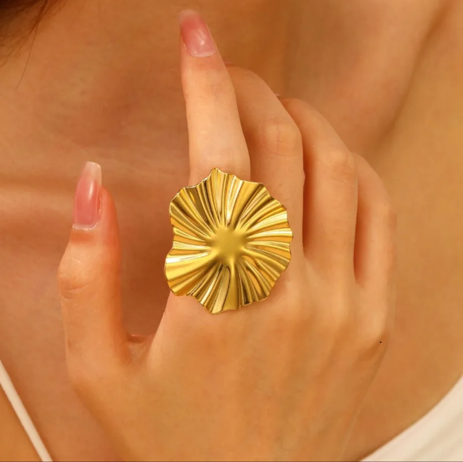 Gold Statement Flower Ring