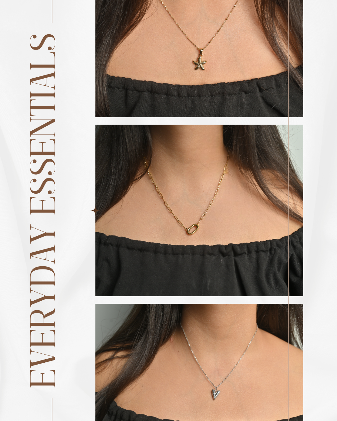 Everyday Essentials – Heart, Link & Starfish Necklace Combo
